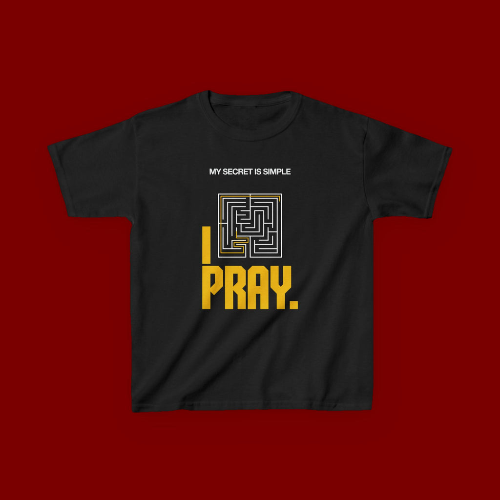 Kids Tee — "My Secret Is Simple: I Pray." Maze Faith T‑Shirt