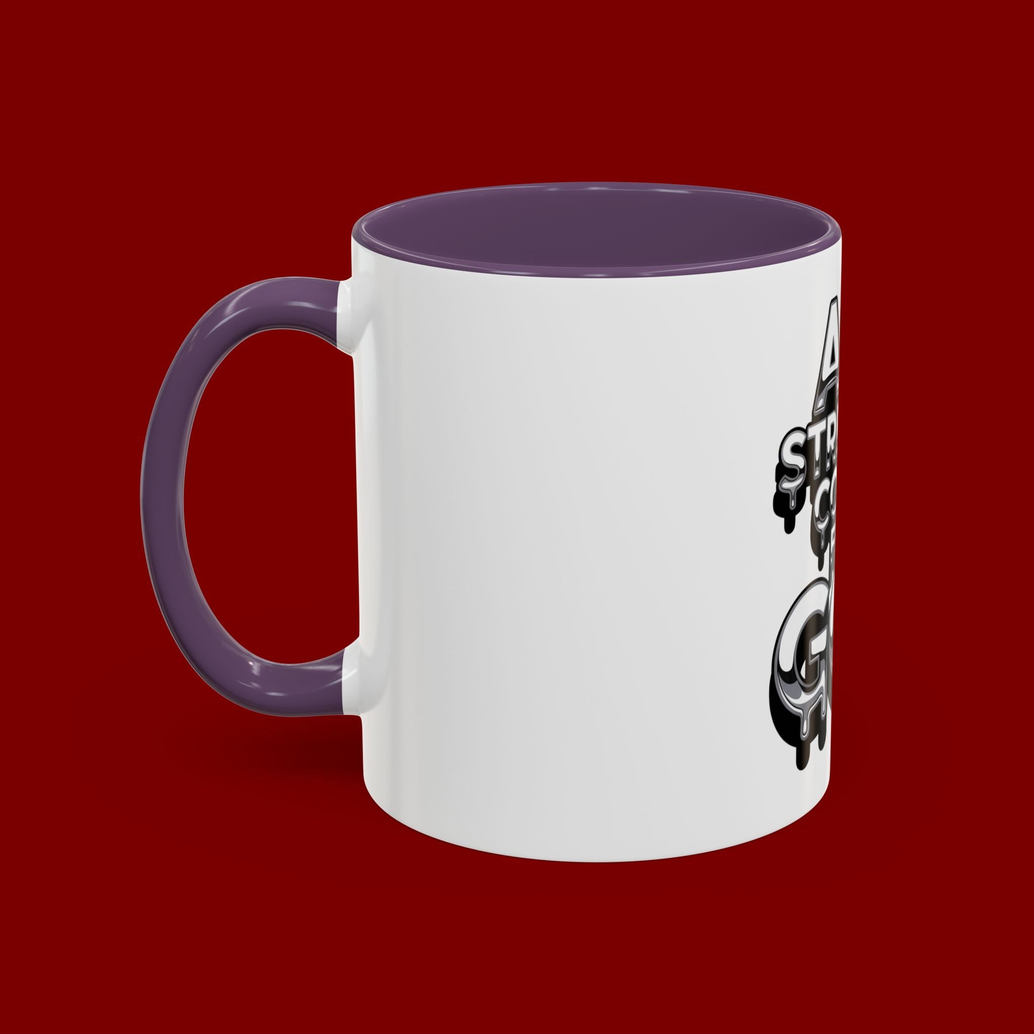 Ceramic Mug — "All Strength Comes From God" Black Accent Coffee Cup (11/15 oz)
