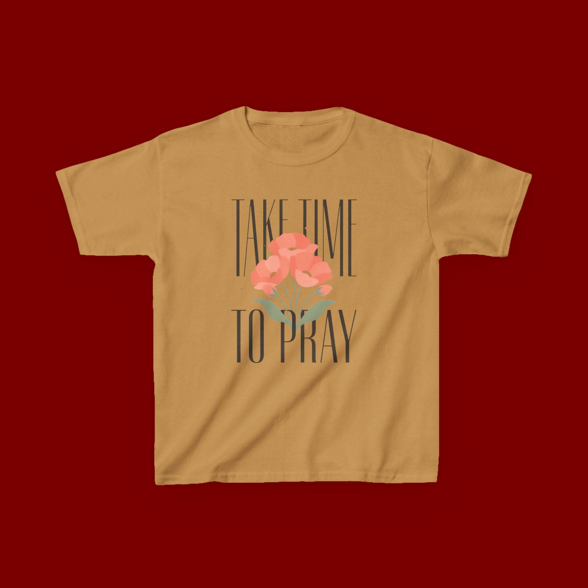 Kids Tee — "Take Time to Pray" Floral Christian Shirt