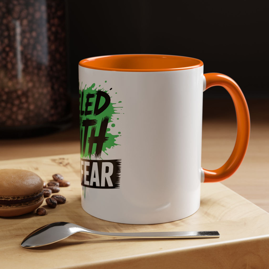 Accent Coffee Mug — "Fueled by Faith Not Fear" Inspirational Ceramic Mug (11/15 oz)