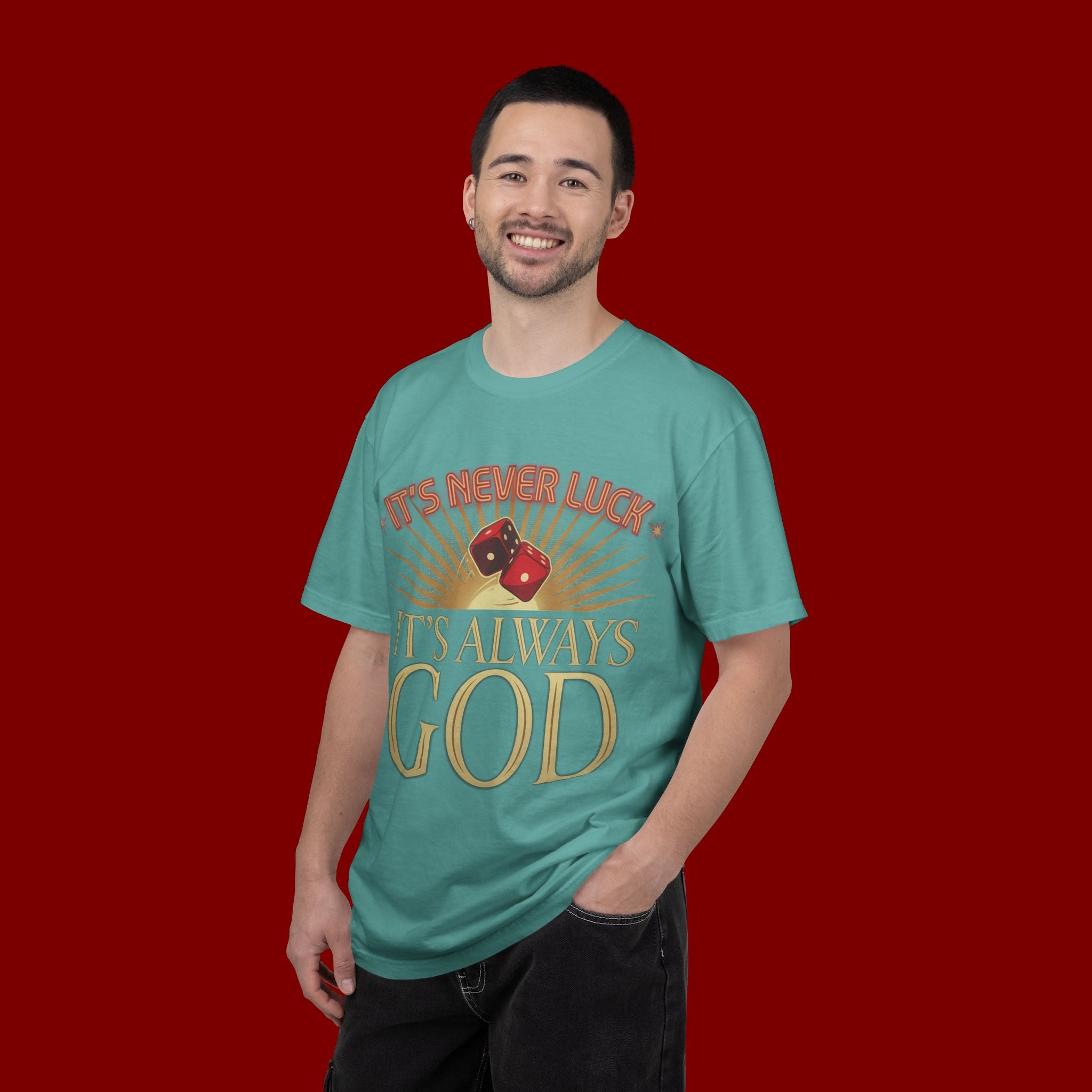 "It's Never Luck, It's Always God" Christian Graphic T-Shirt