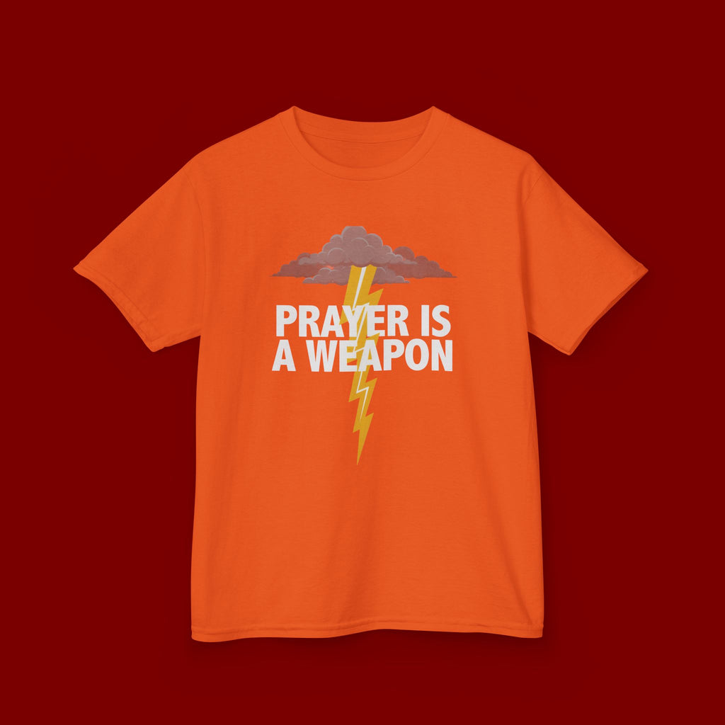Kids Tee — "Prayer Is A Weapon" Lightning Graphic Christian Shirt