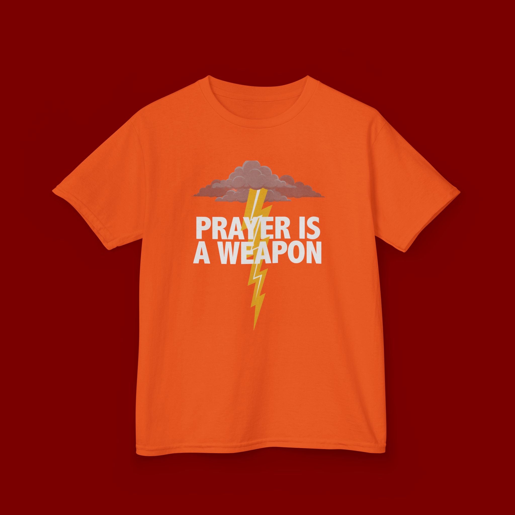 Kids Tee — "Prayer Is A Weapon" Lightning Graphic Christian Shirt