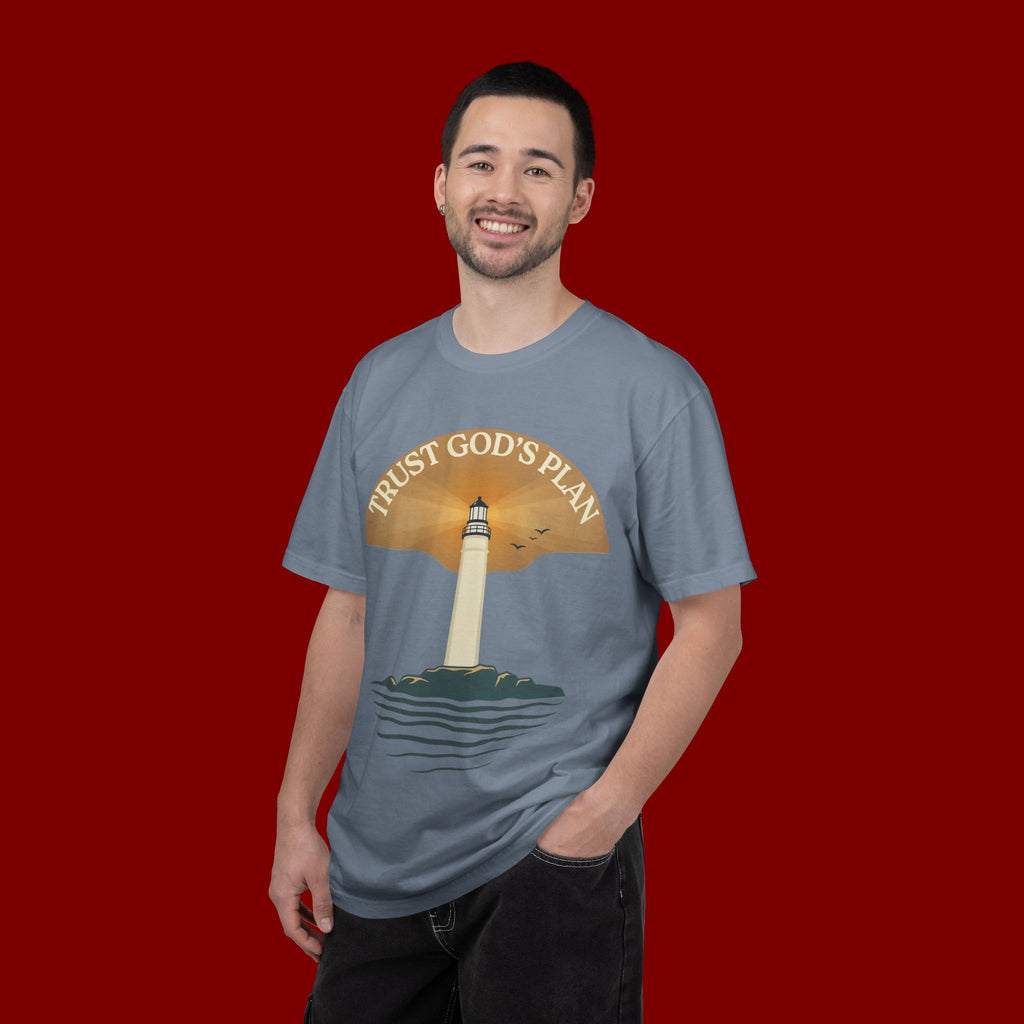 Trust God's Plan Lighthouse T-Shirt — Faith Coastal Tee