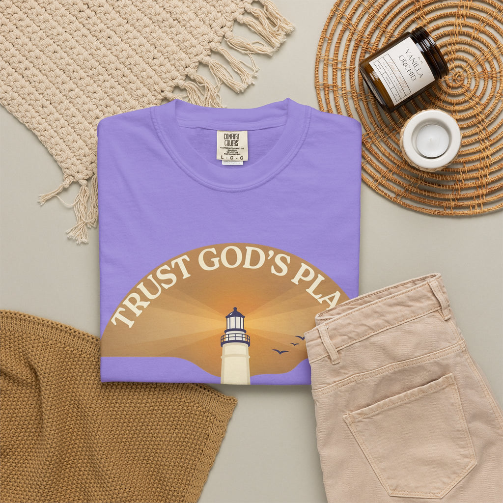 Trust God's Plan Lighthouse T-Shirt — Faith Coastal Tee
