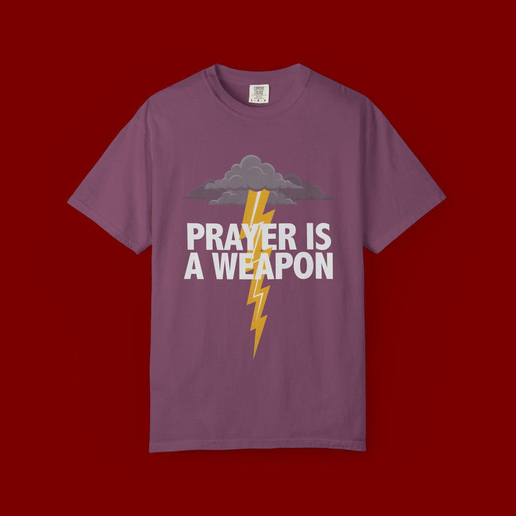 Prayer Is a Weapon T-Shirt — Christian Faith Lightning Graphic Tee