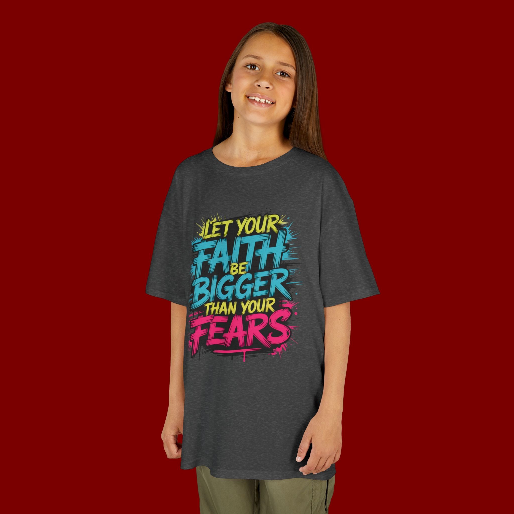 Kids Tee — "Let Your Faith Be Bigger Than Your Fears" Inspirational Graphic