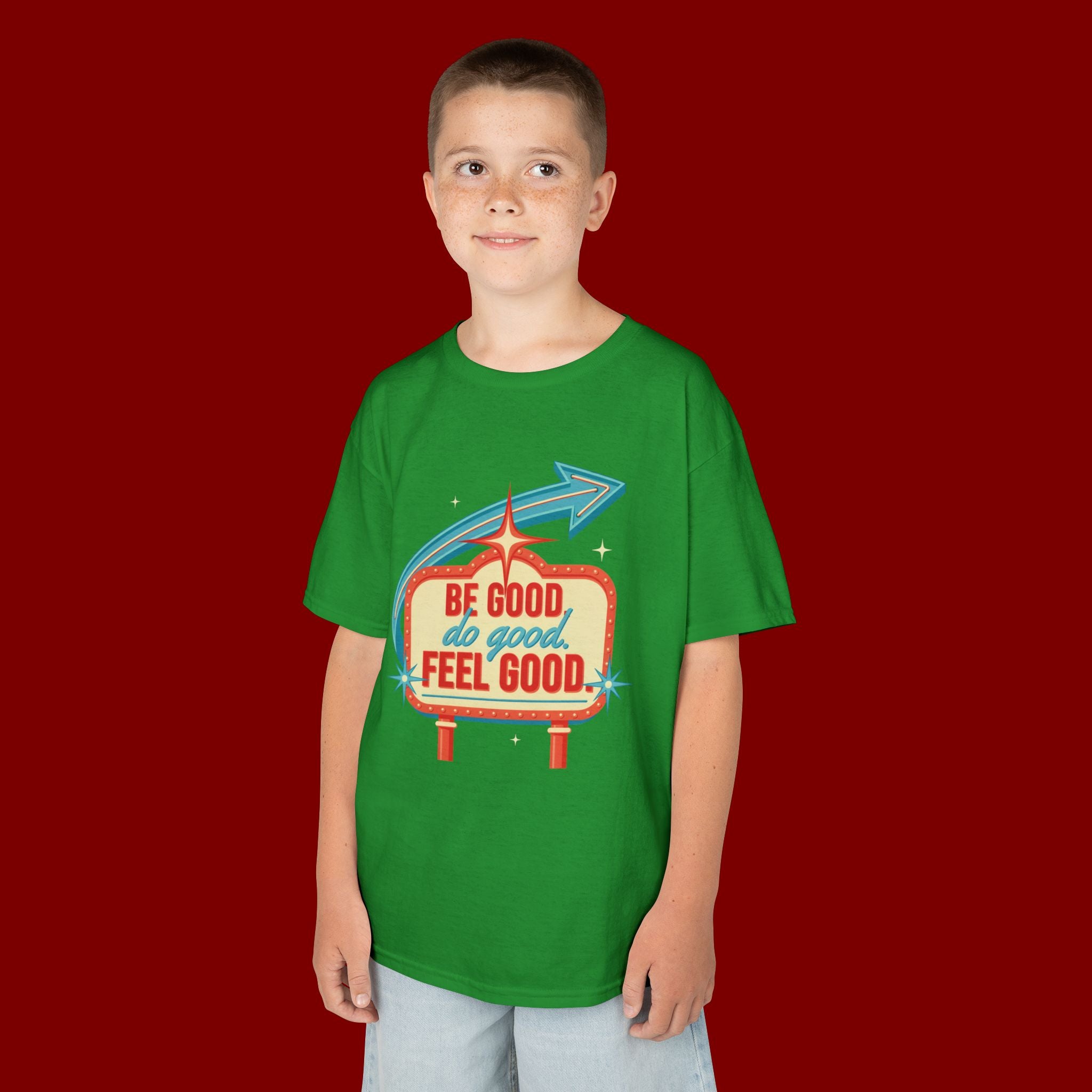 Kids Tee — Retro 'Be Good, Do Good, Feel Good' Positive Message Shirt