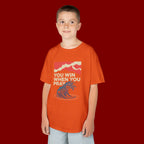 Kids Tee – “You Win When You Pray” Retro Wave Ocean Graphic