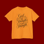 Kids T‑Shirt — "God Will Add Strength to Your Strength" Inspirational Faith Tee
