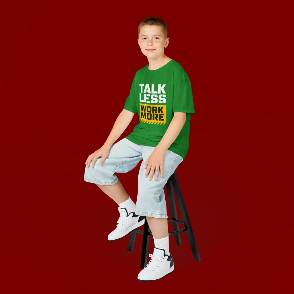 Kids T-Shirt — "Talk Less Work More" Bold Motivational Tee
