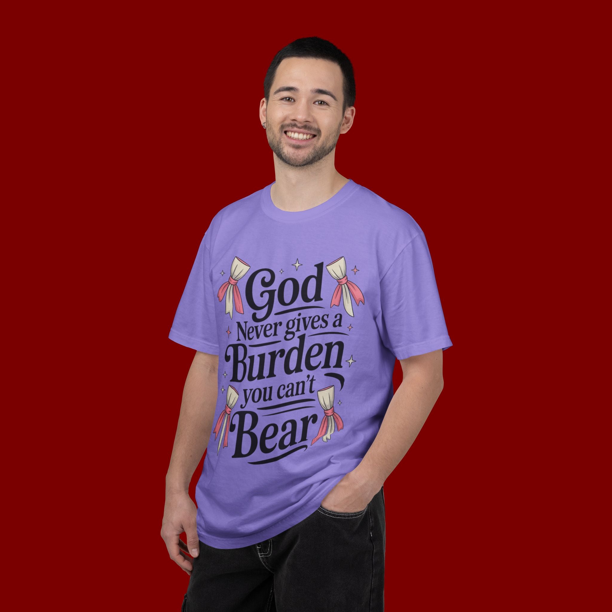 Inspirational 'God Never Gives a Burden You Can't Bear' T-Shirt