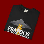 Prayer Is a Weapon T-Shirt — Christian Faith Lightning Graphic Tee