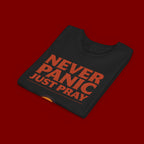 Youth Tee — "Never Panic Just Pray" Retro Sunset Kids T-Shirt