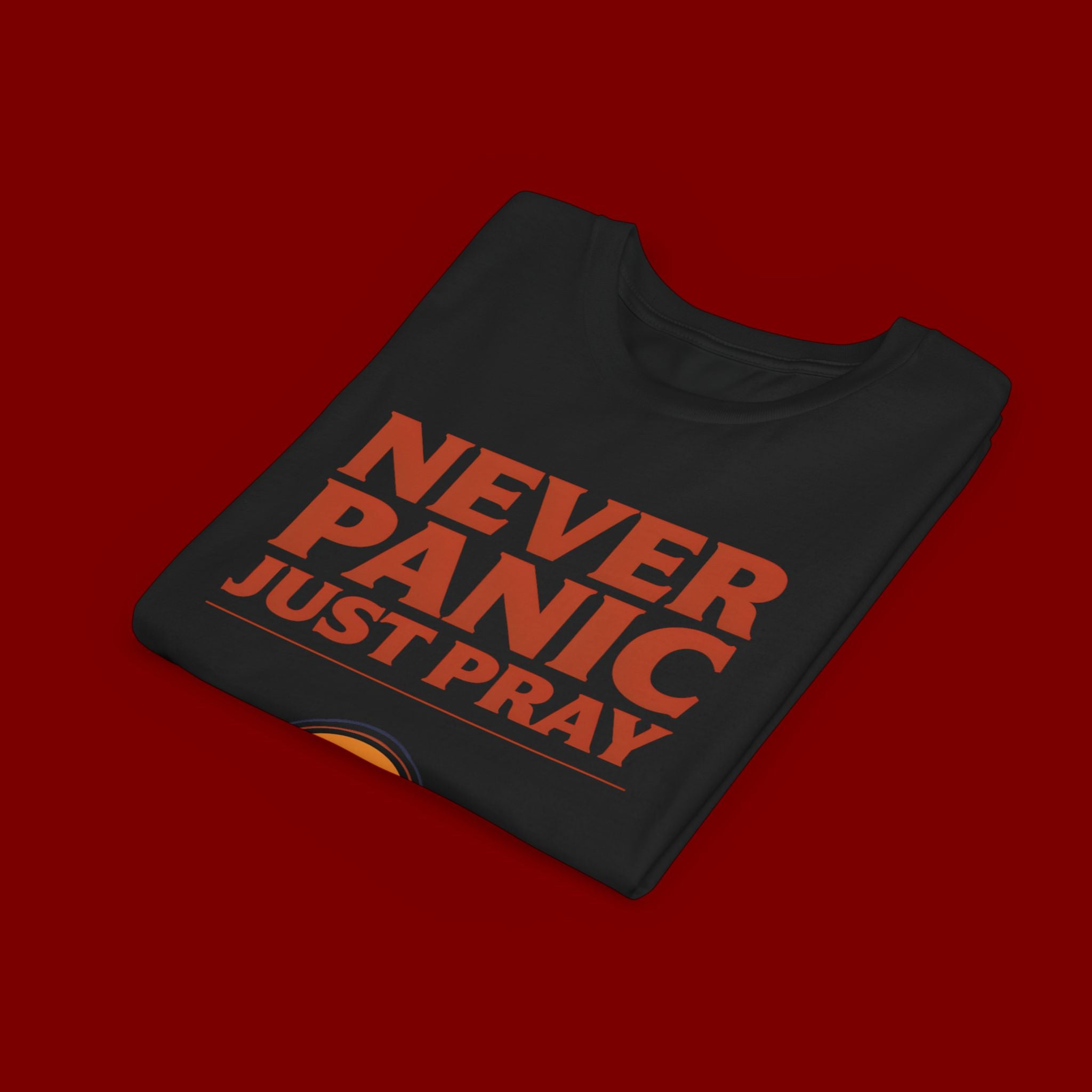 Youth Tee — "Never Panic Just Pray" Retro Sunset Kids T-Shirt