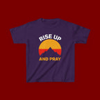 Kids Tee — "Rise Up and Pray" Mountain Sunrise Faith T‑Shirt