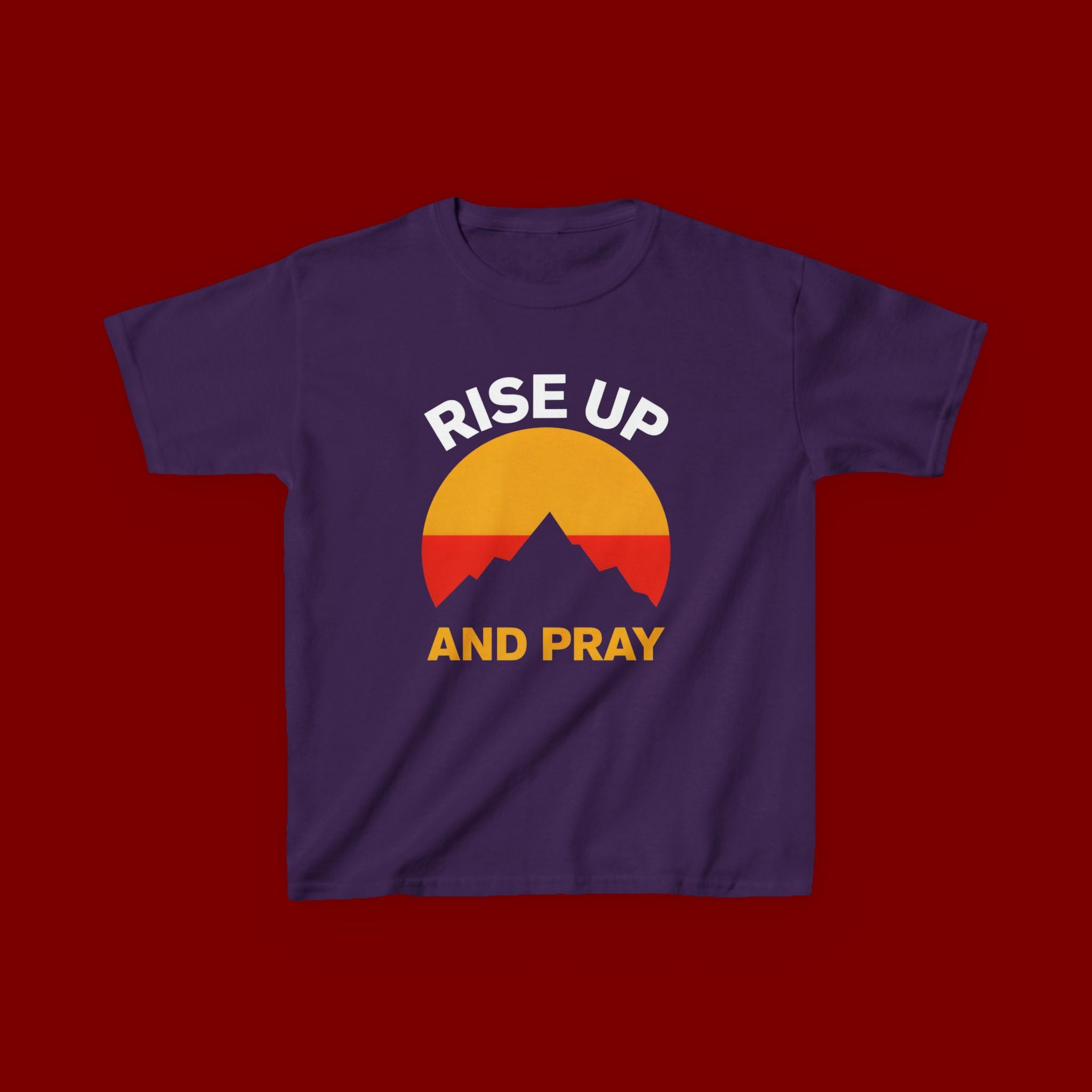 Kids Tee — "Rise Up and Pray" Mountain Sunrise Faith T‑Shirt