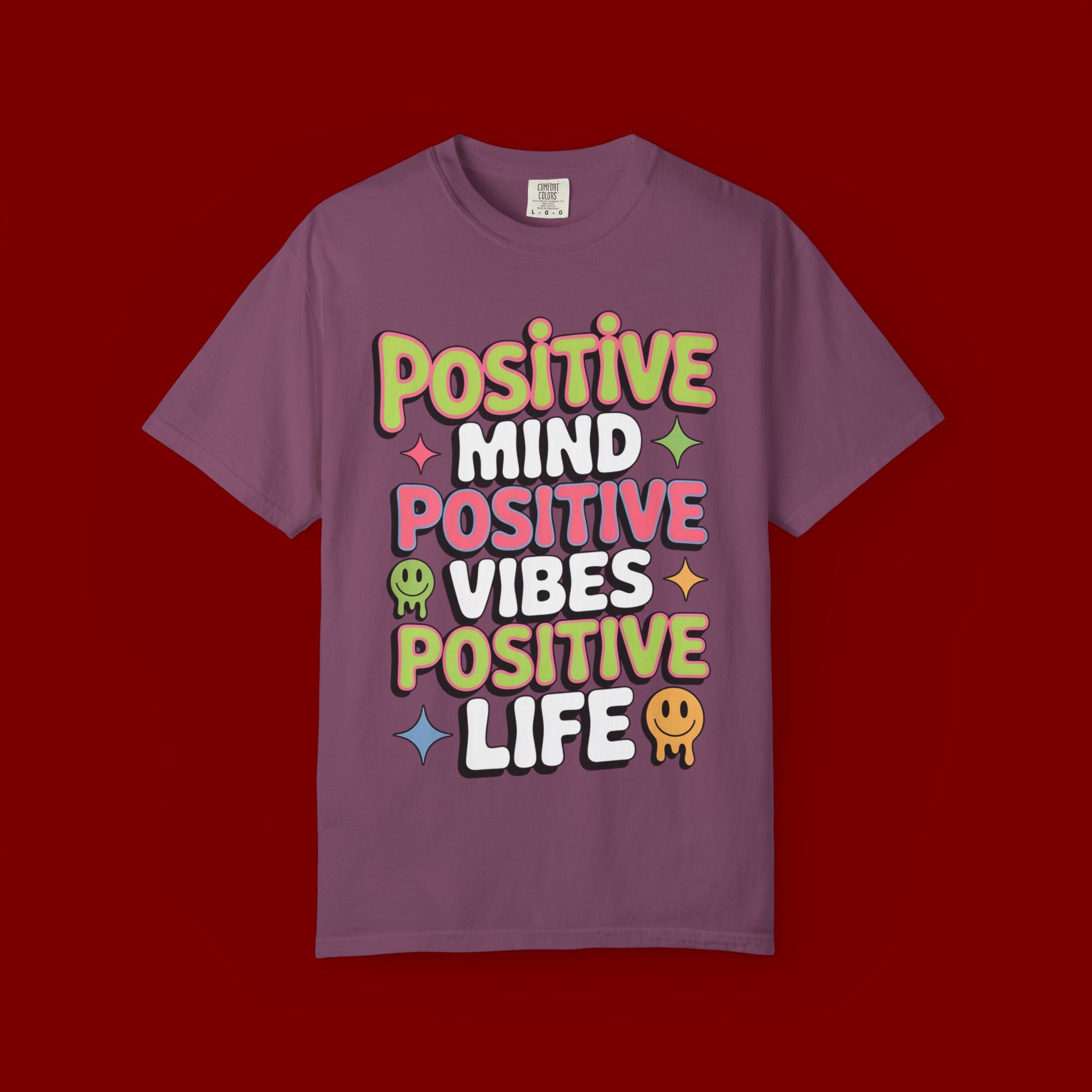 Positive Mind Positive Vibes Positive Life T-Shirt — Retro Smile Graphic Tee