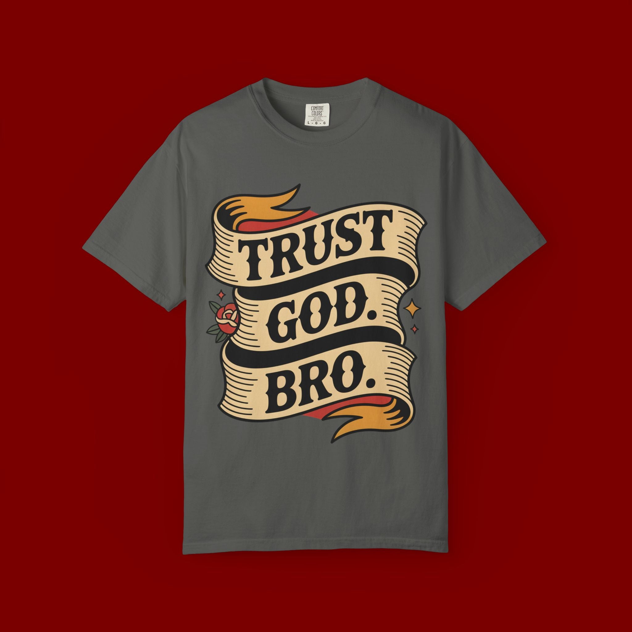 Trust God, Bro T-Shirt — Retro Ribbon Faith Tee