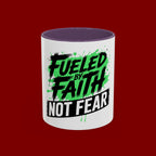 Accent Coffee Mug — "Fueled by Faith Not Fear" Inspirational Ceramic Mug (11/15 oz)