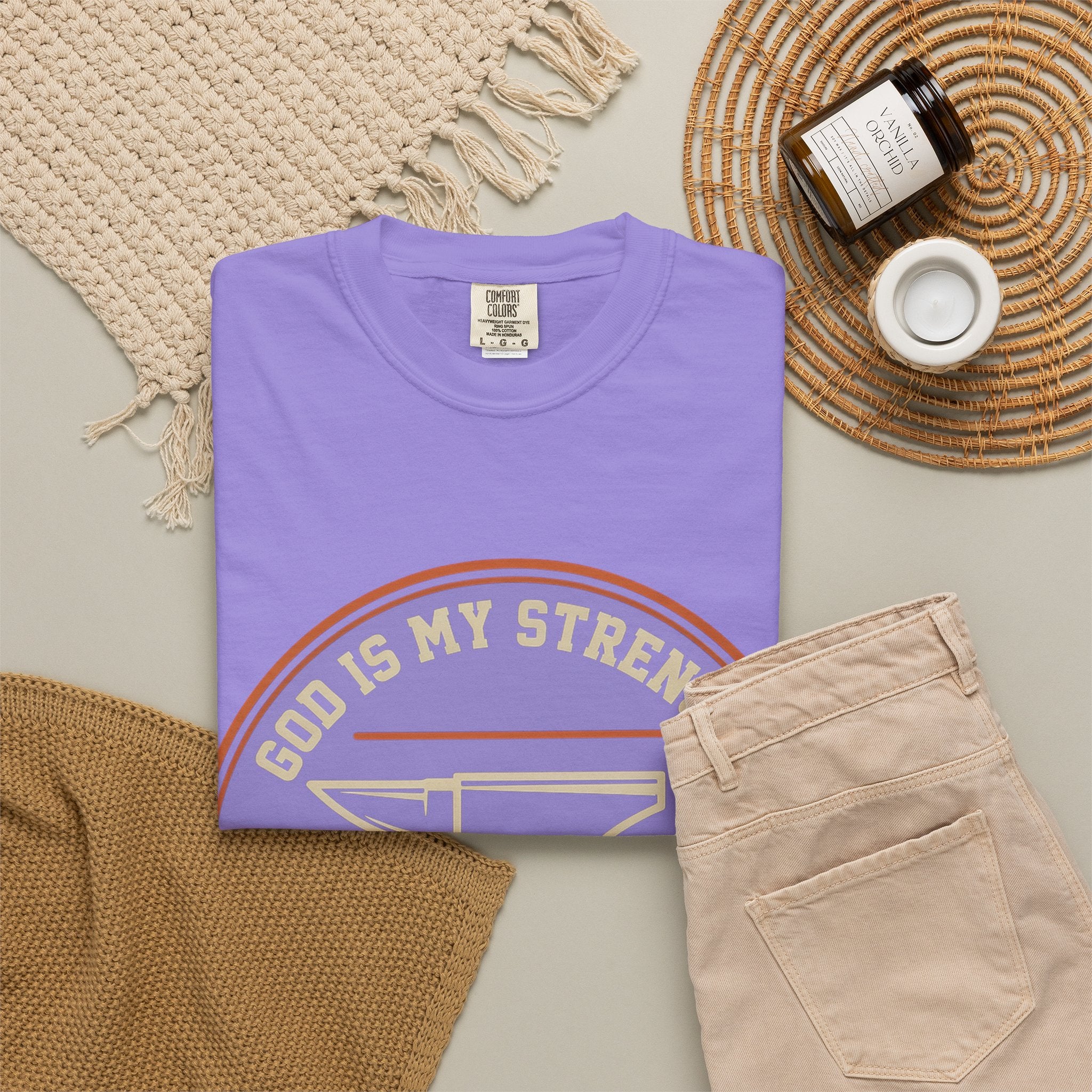 God Is My Strength T-Shirt — Christian Faith Anvil Graphic Tee