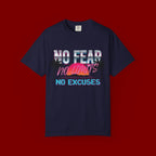 No Fear, No Excuses T-Shirt — Retro Sunset Palm Graphic Tee