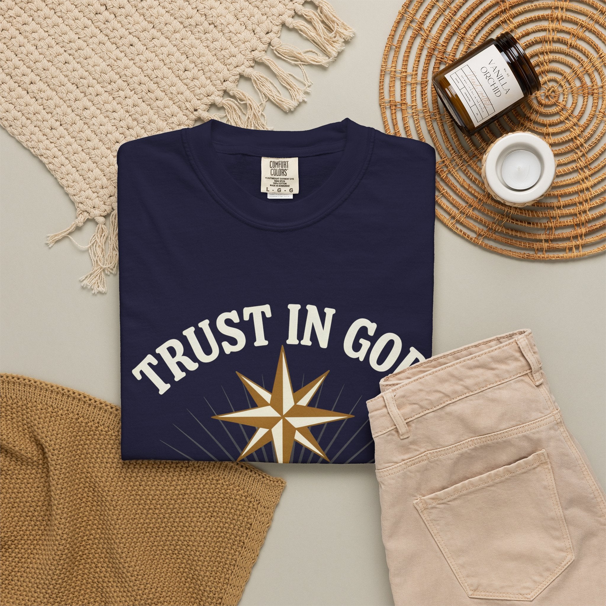Trust in God Compass T-Shirt — "Trust In God With All Your Heart" Christian Faith Tee