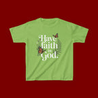 Kids Tee — "Have Faith in God" Floral Christian Youth T‑Shirt