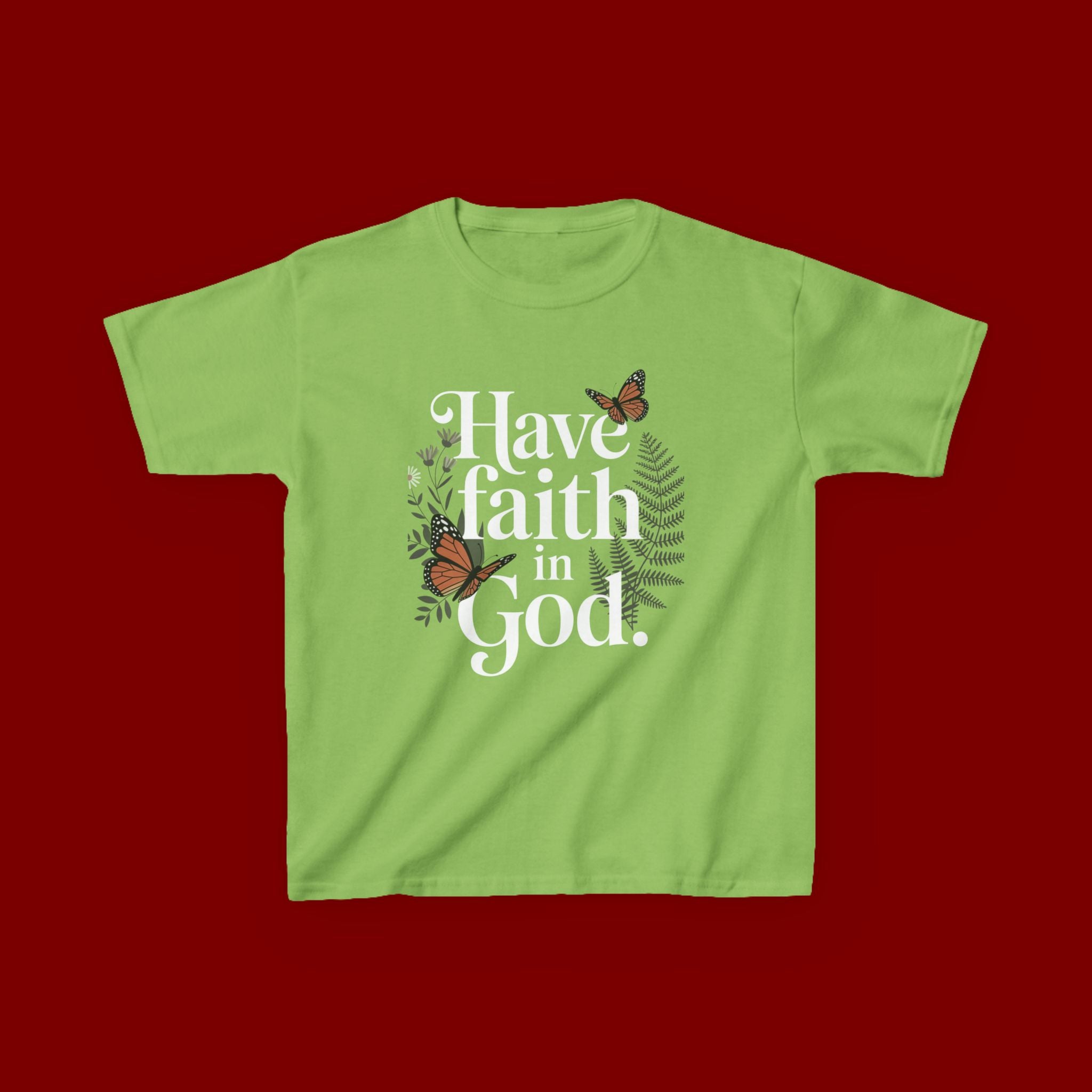 Kids Tee — "Have Faith in God" Floral Christian Youth T‑Shirt