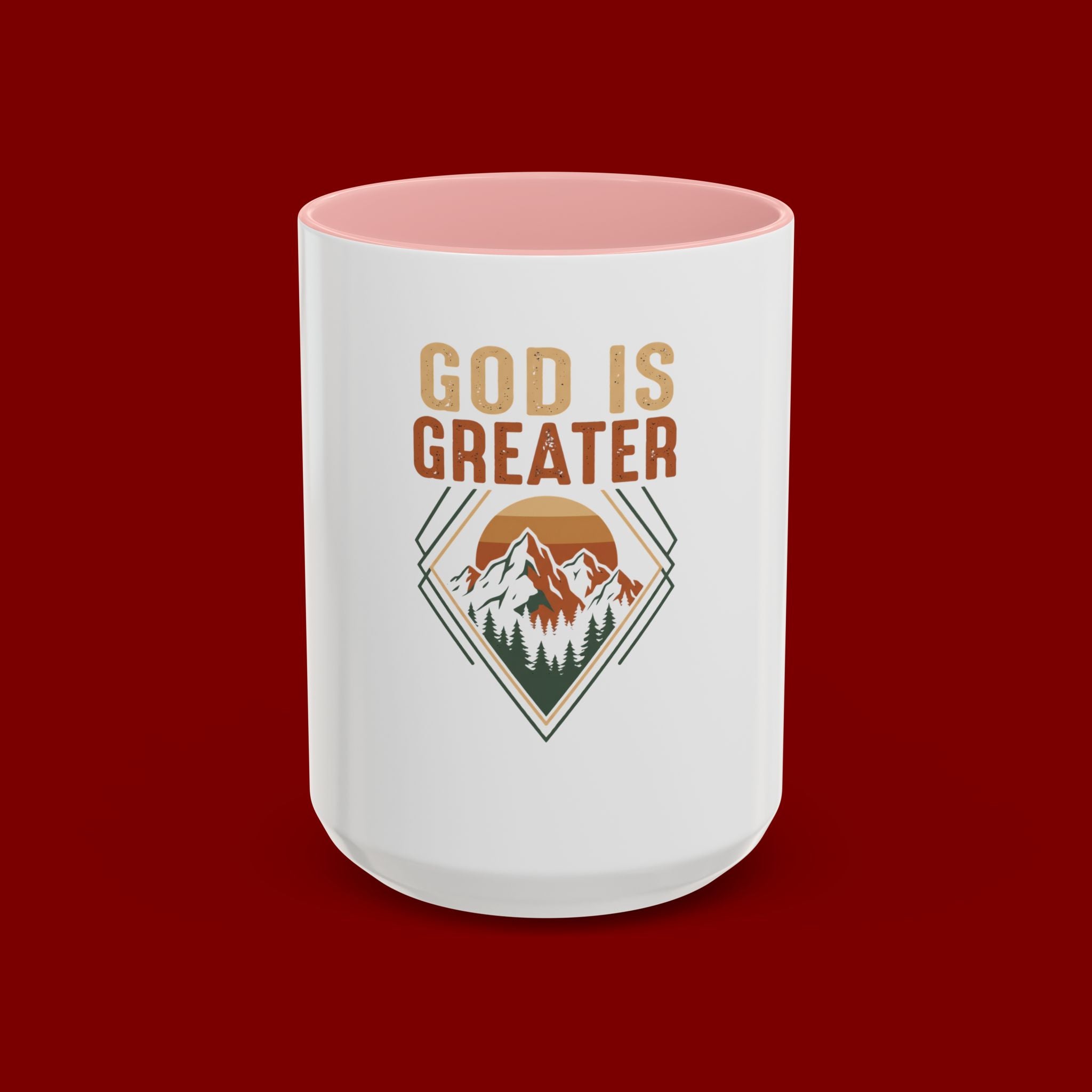 God Is Greater Mountain Coffee Mug — Inspirational Christian Accent Mug