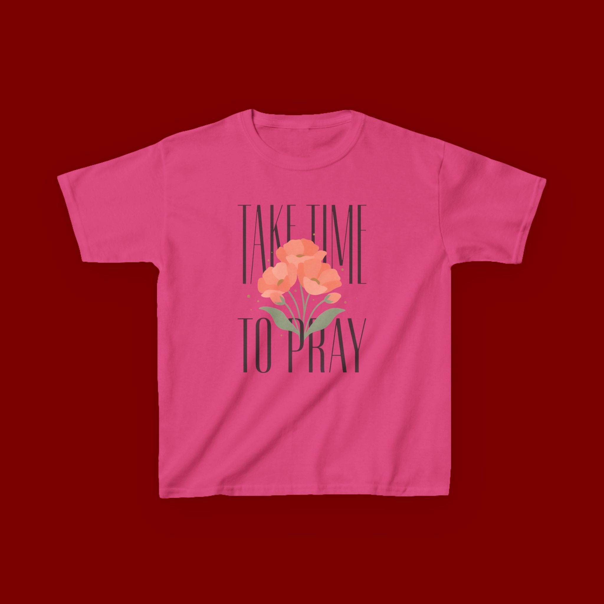 Kids Tee — "Take Time to Pray" Floral Christian Shirt