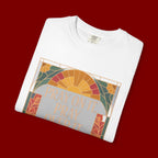 T-Shirt — Retro Sunset Floral Graphic “Play On It, Pray Over It, Pray Through It”