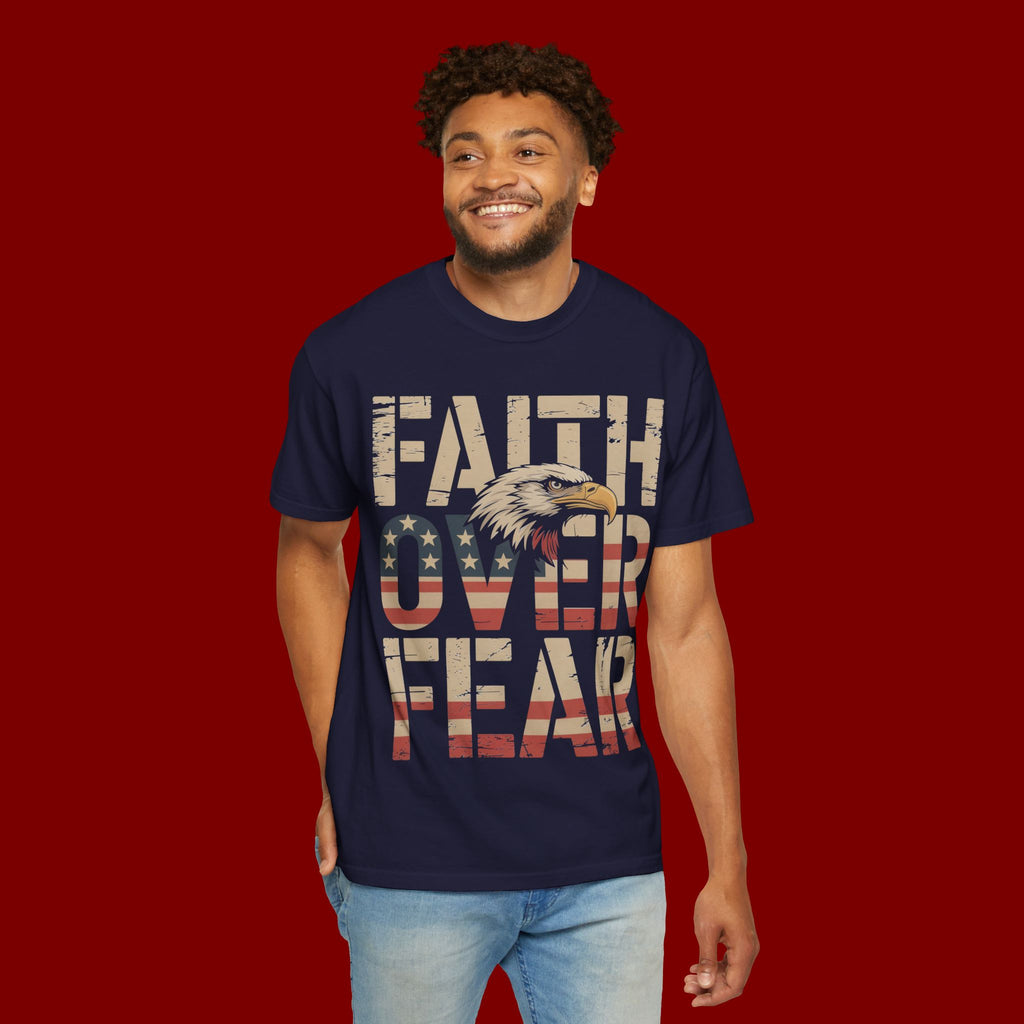 Faith Over Fear T-Shirt — Patriotic Eagle Graphic Tee