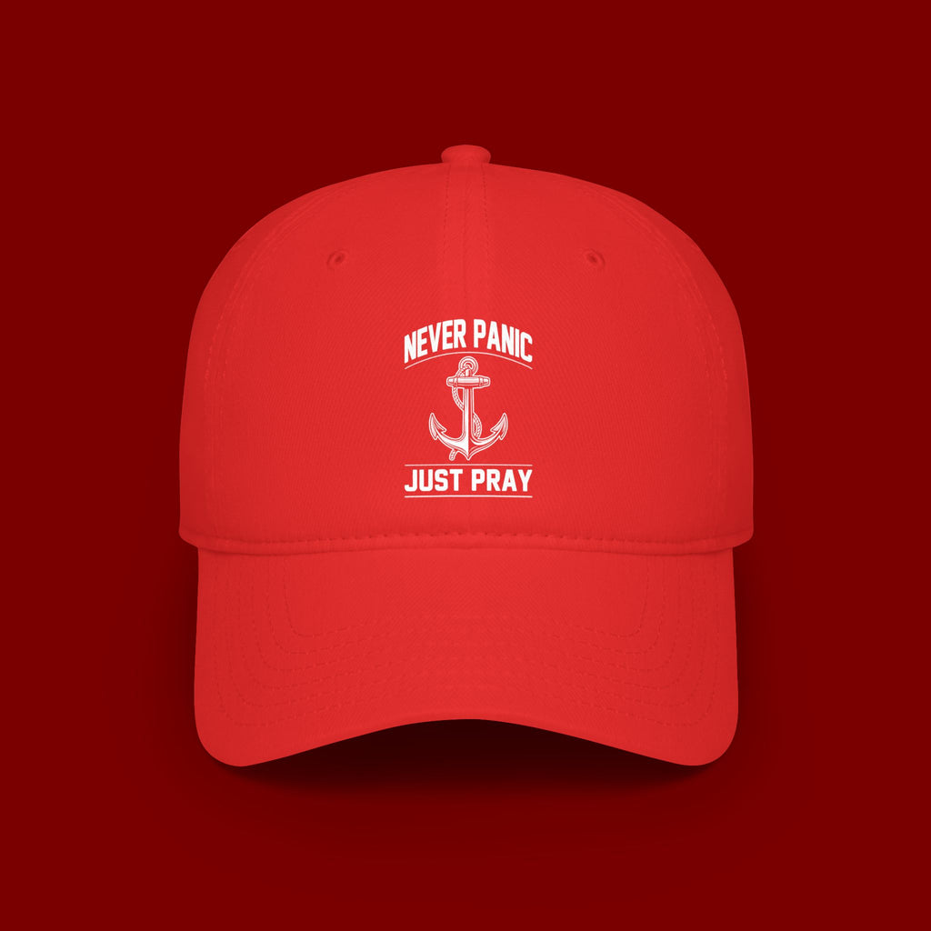 Never Panic Just Pray Anchor Baseball Cap — Faith-Inspired Low Profile Hat