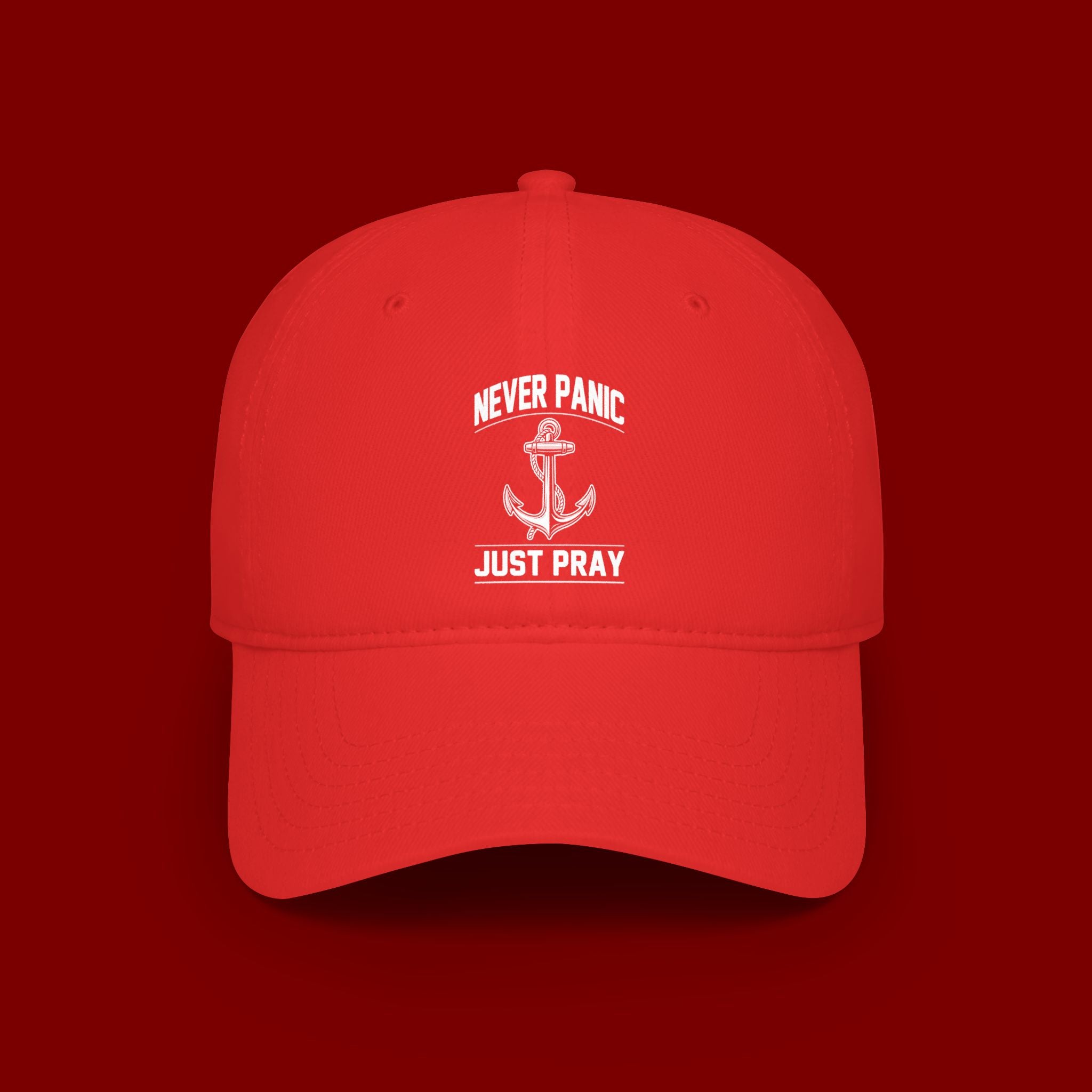Never Panic Just Pray Anchor Baseball Cap — Faith-Inspired Low Profile Hat