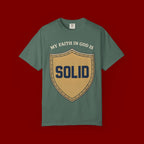 Solid Faith Shield T-Shirt — "My Faith in God Is Solid" Christian Tee