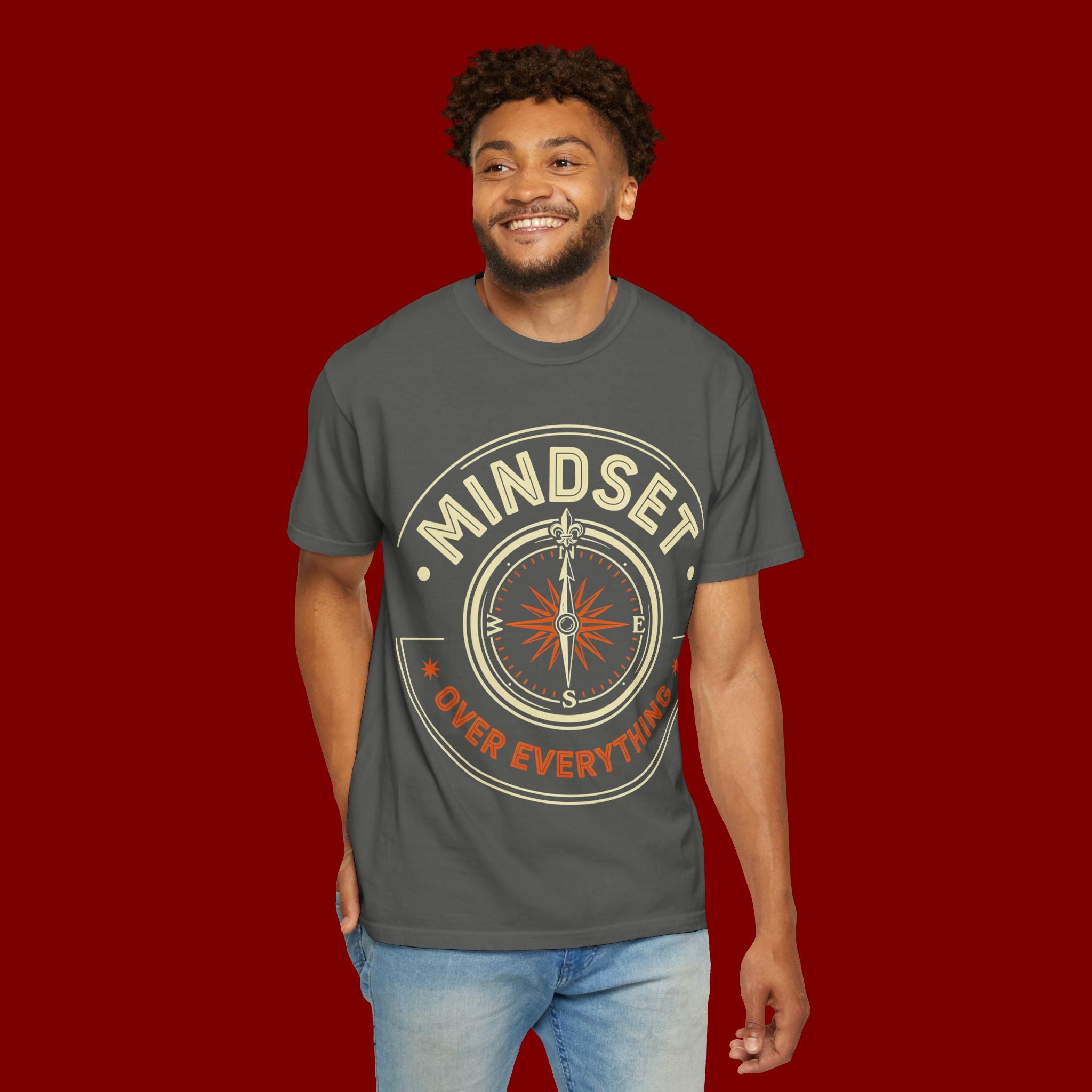 Mindset Over Everything T-Shirt — Positive Vibes Compass Graphic Tee
