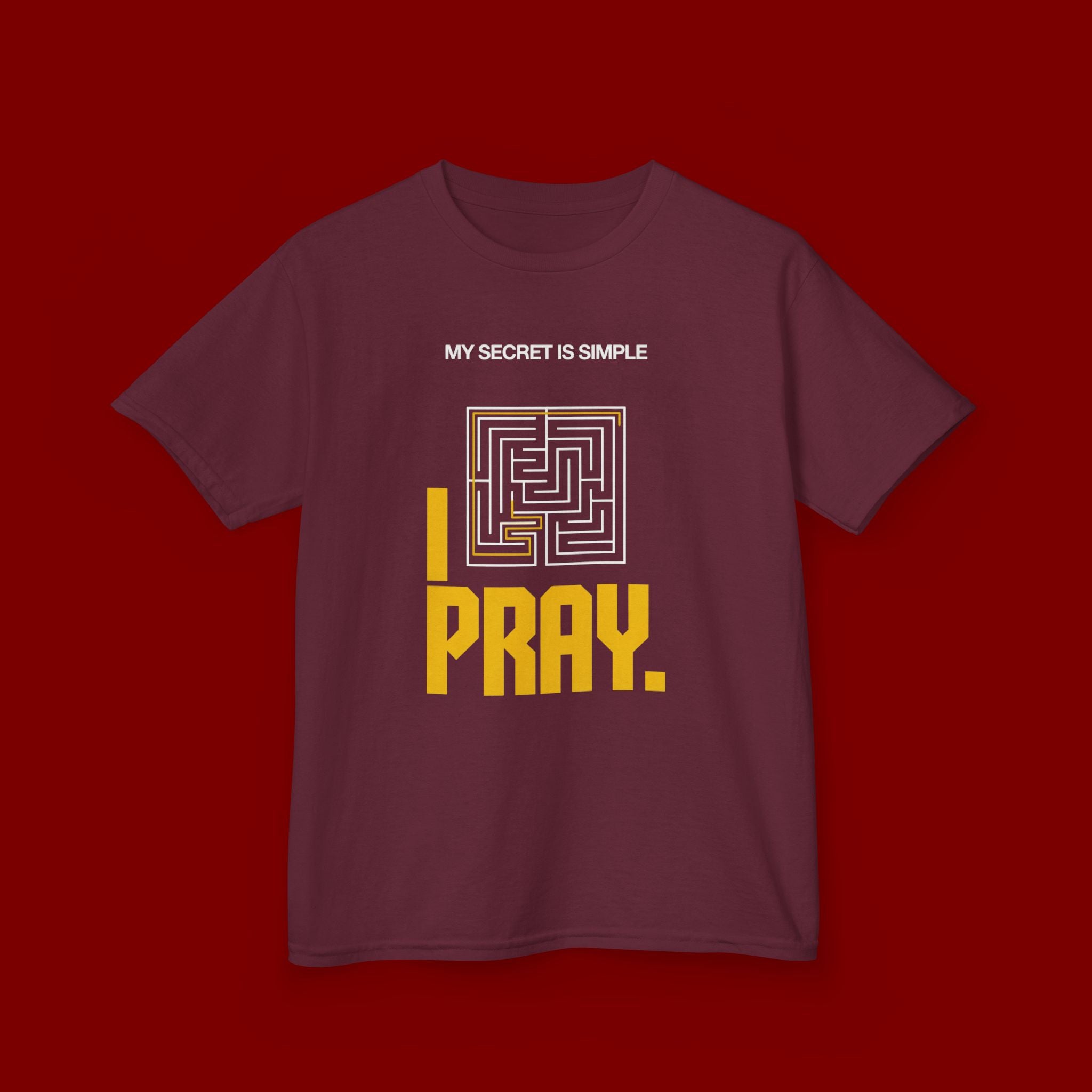Kids Tee — "My Secret Is Simple: I Pray." Maze Faith T‑Shirt