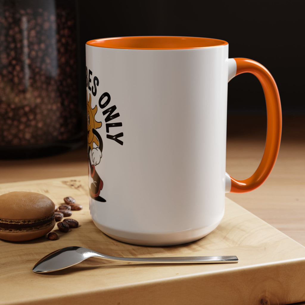 Good Vibes Only Coffee Mug - Retro Sun Cartoon Accent Mug (11/15oz)