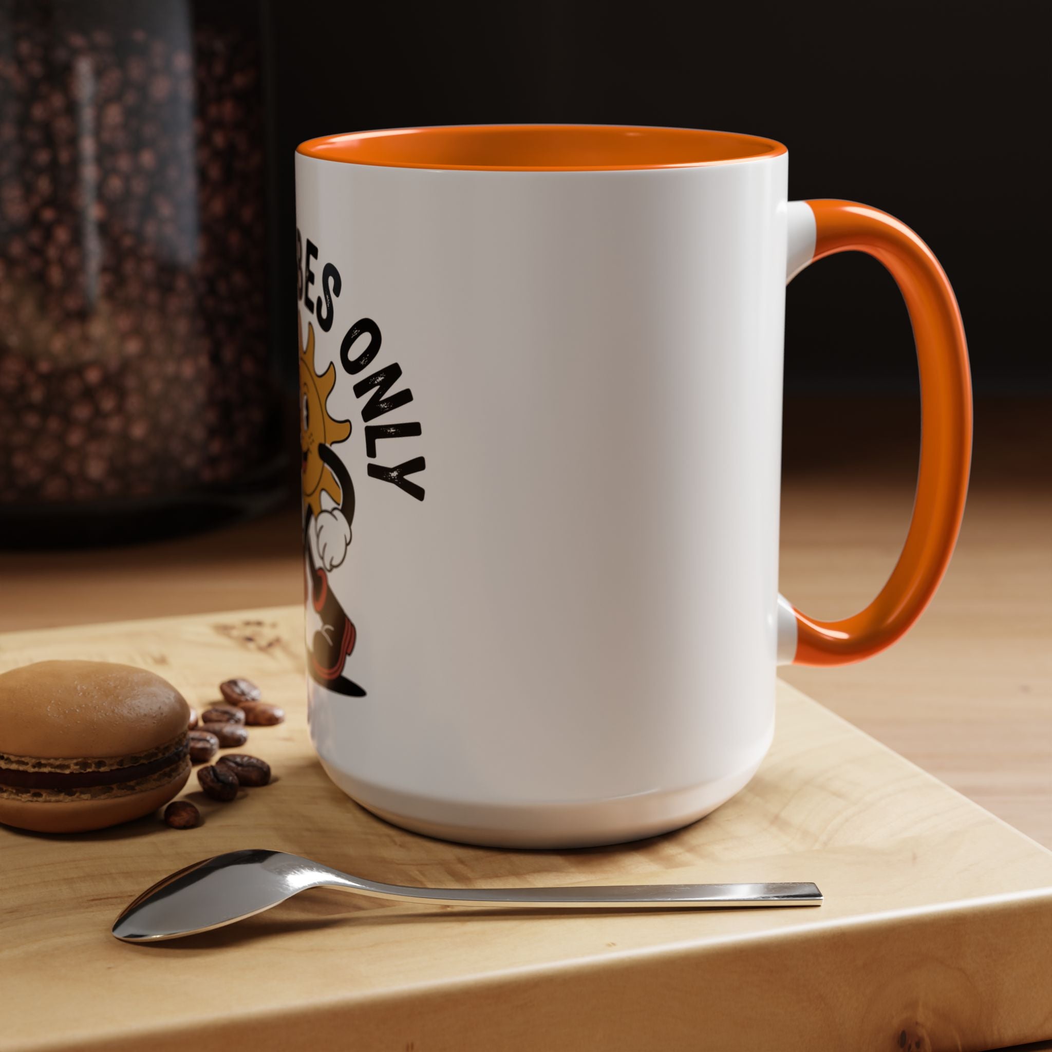Good Vibes Only Coffee Mug - Retro Sun Cartoon Accent Mug (11/15oz)
