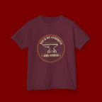 Kids Tee — "God Is My Strength and Power" Anvil & Anvil-Forge Christian Youth Shirt