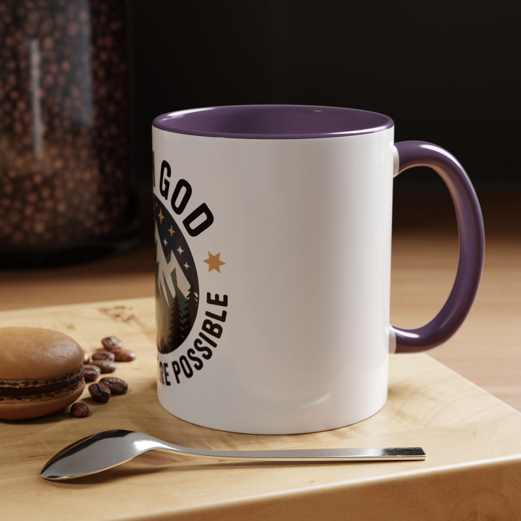 With God All Things Are Possible Accent Coffee Mug — Inspirational Faith Mountain Mug (11/15oz)