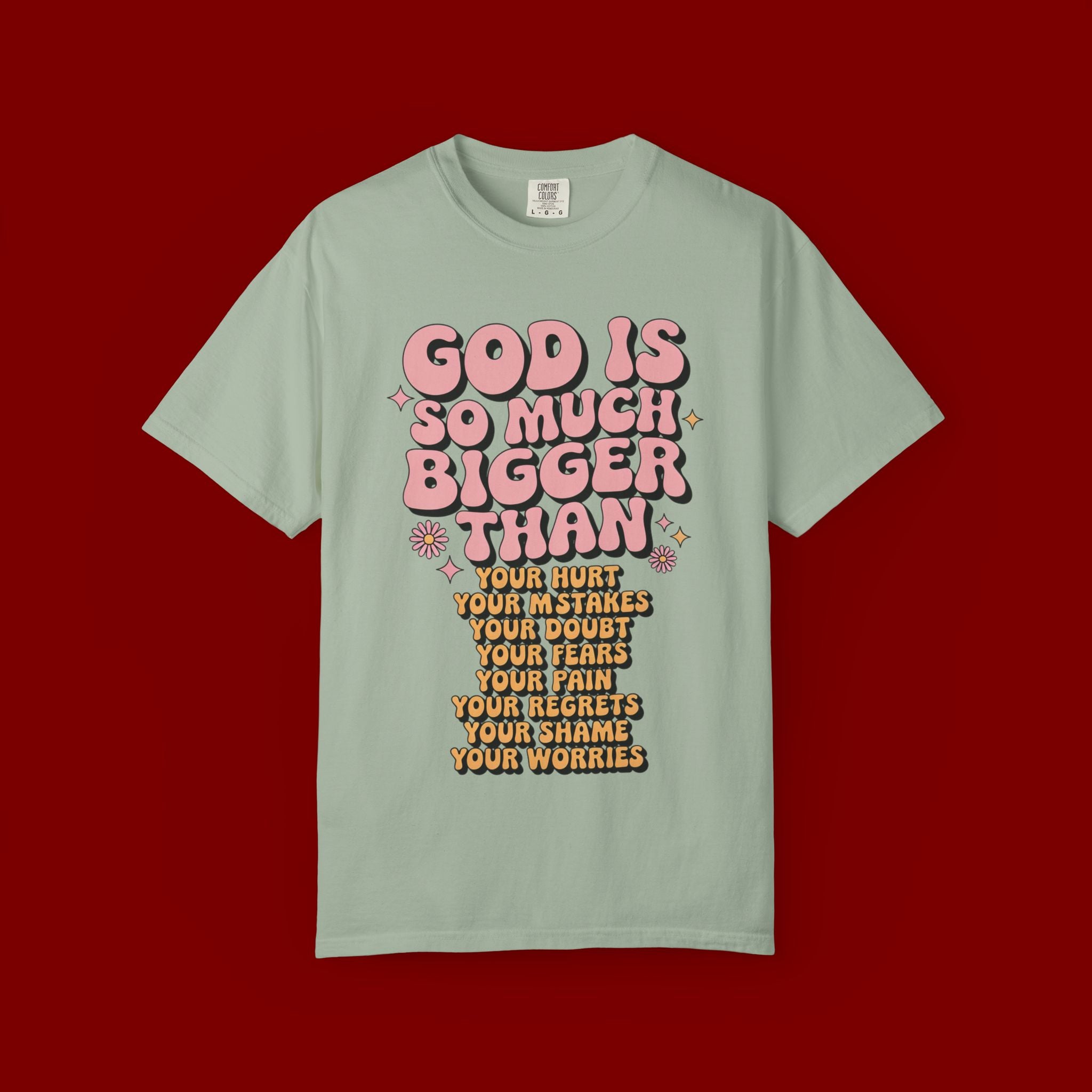 God Is So Much Bigger Tee — Retro Faith Graphic T-Shirt