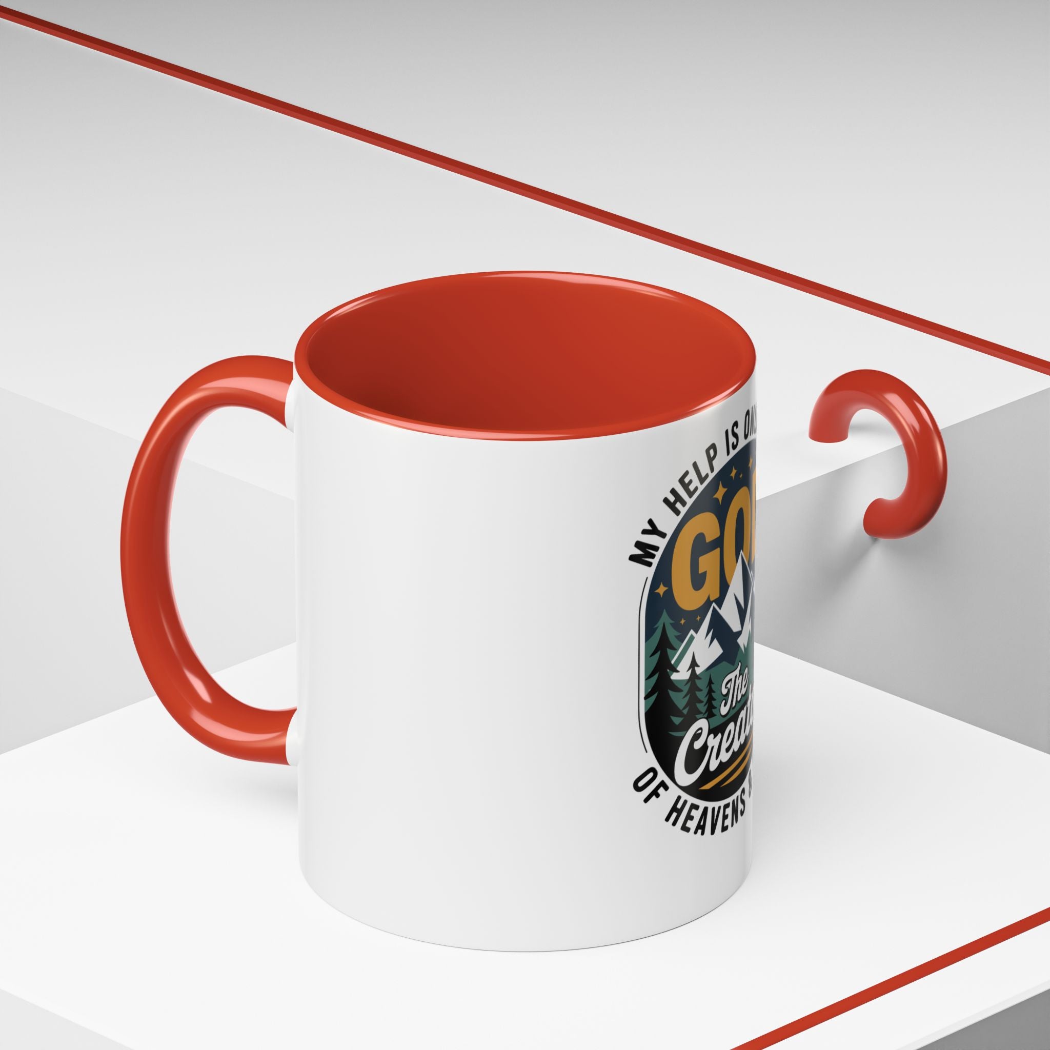 Christian Coffee Mug — “My Help Is Only From God The Creator” Accent Mug