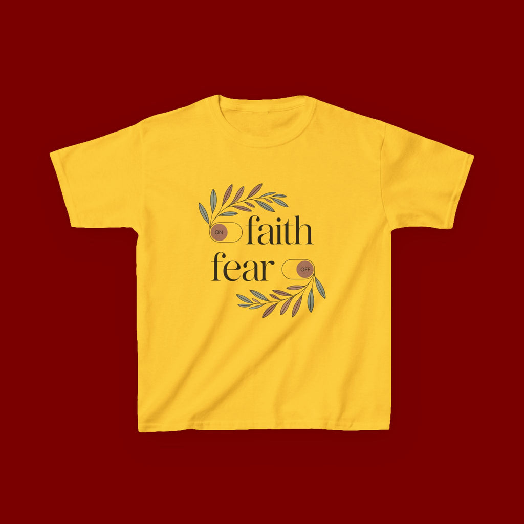 Faith Over Fear Kids T‑Shirt — Floral Inspirational Tee for Boys & Girls