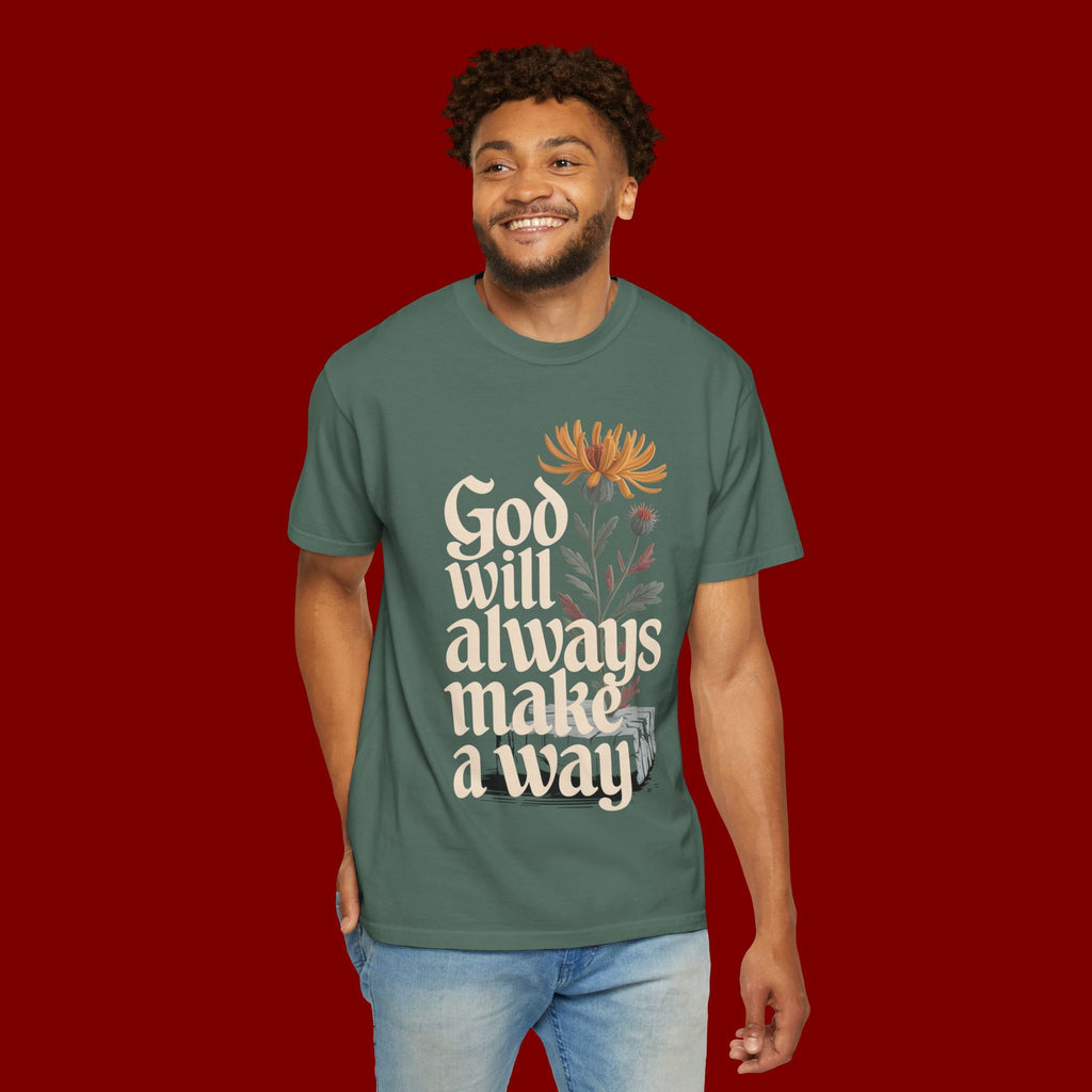 God Will Always Make a Way T-Shirt — Inspirational Floral Christian Tee