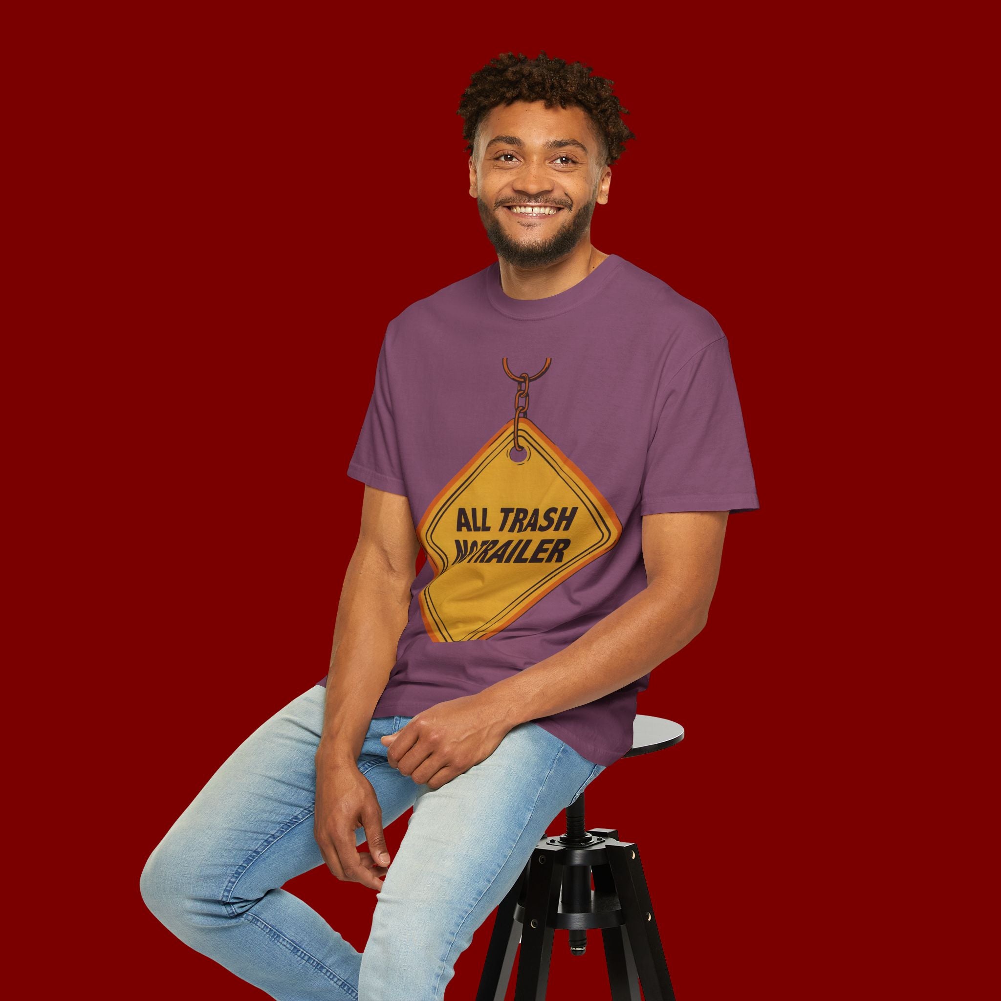 Funny Road Sign T-Shirt — "All Trash No Trailer" Graphic Tee