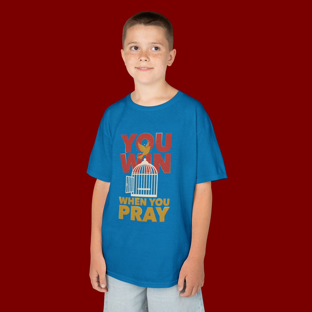 Kids Tee — "You Win When You Pray" Inspirational Christian Shirt