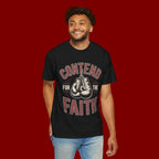 Contend for the Faith T-Shirt — Vintage Boxing Gloves Christian Tee