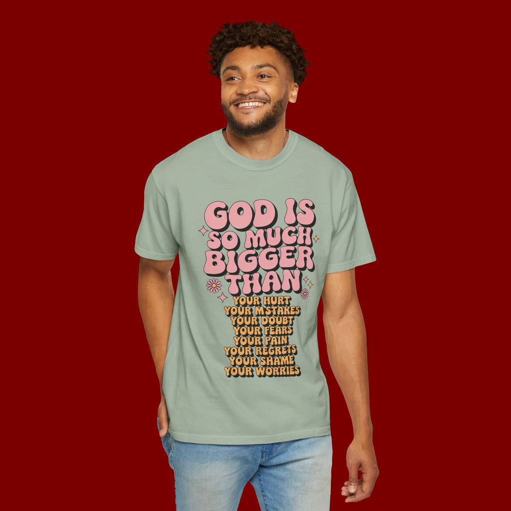 God Is So Much Bigger Tee — Retro Faith Graphic T-Shirt